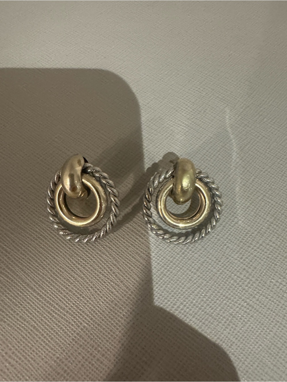 Two-Tone Rope Circle Clip-On Earrings - Gold & Silver